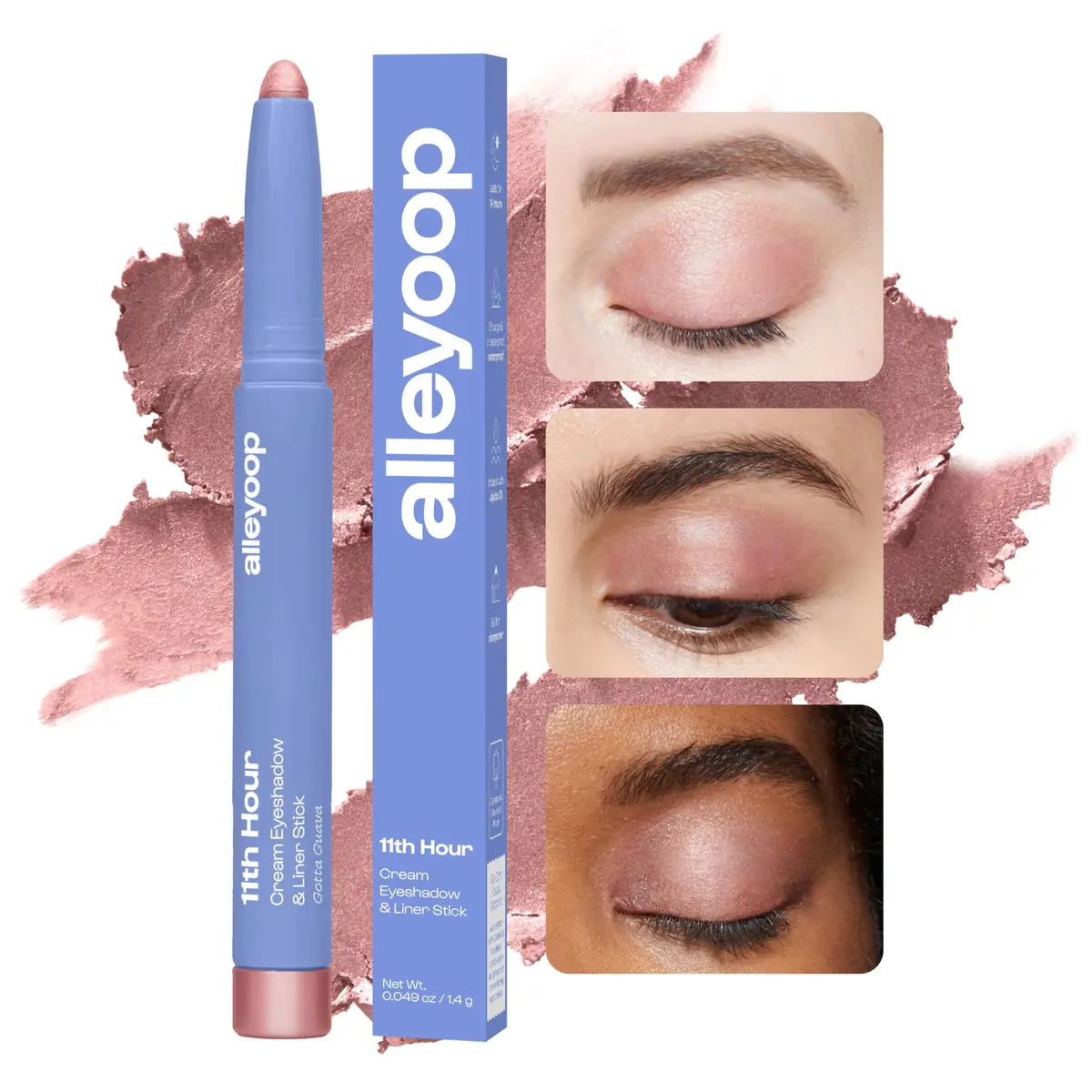 ALLEYOOP 11th Hour Cream Eyeshadow Stick & Liner, Rose Shimmer | Smudge-Proof, Crease Proof, 13+ Hour Wear - view 2