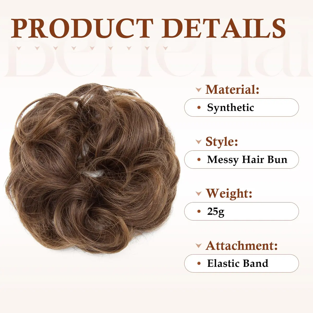 Benehair Messy Bun Hair Piece Scrunchy Updo Hair for Women 50g | Fluffy Wavy Synthetic Hair Bun - view 3