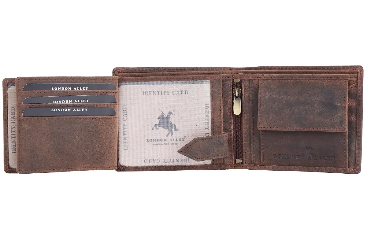 LONDON ALLEY Elk Vintage Brown Leather Wallet For Men, 6 Card Slots, RFID Blocking | Handcrafted Genuine Leather - view 5