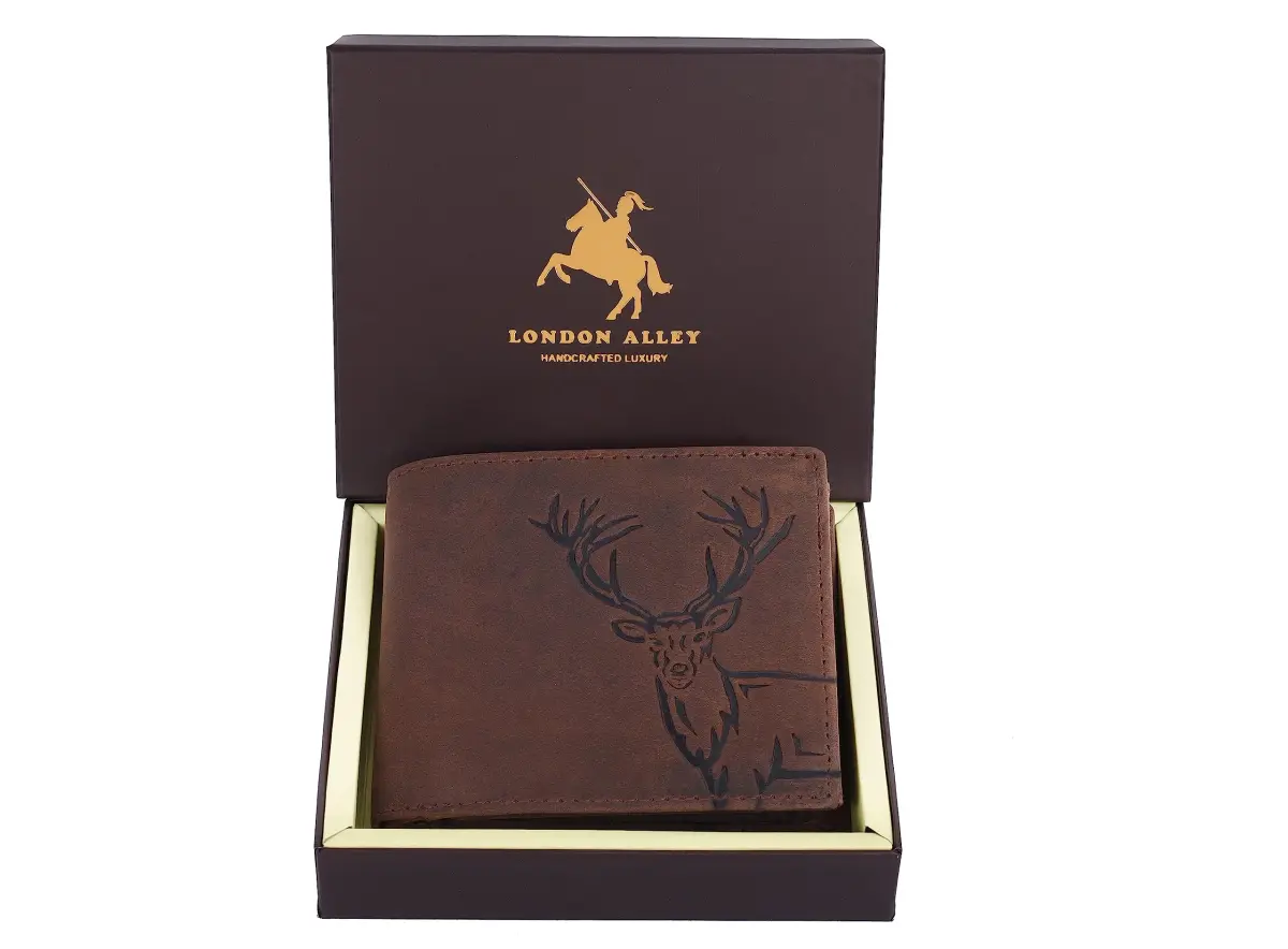 LONDON ALLEY Elk Vintage Brown Leather Wallet For Men, 6 Card Slots, RFID Blocking | Handcrafted Genuine Leather - view 2