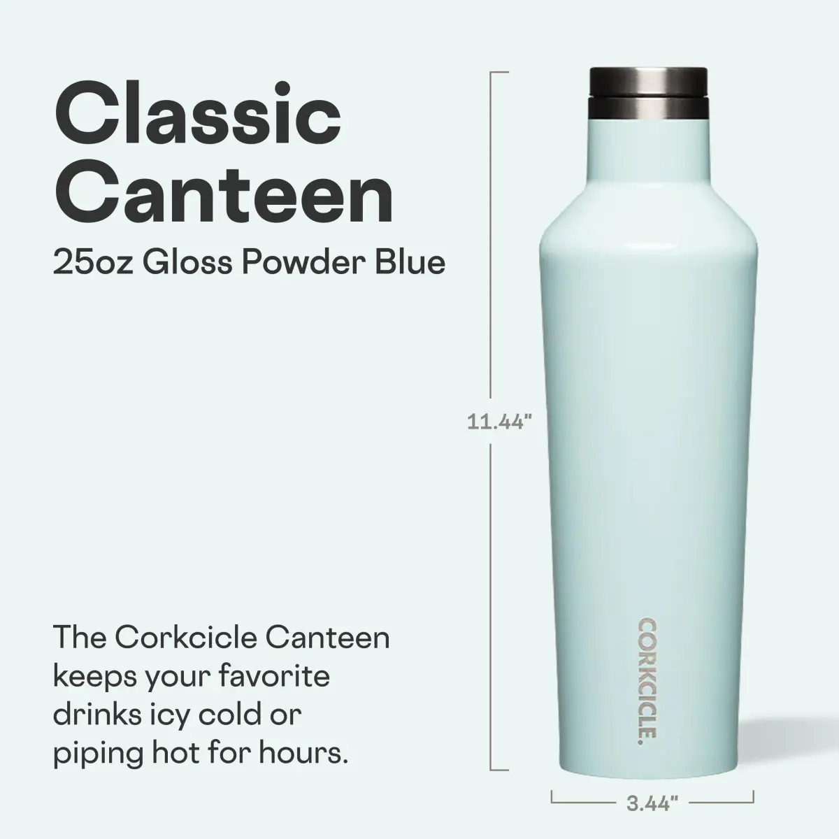 Corkcicle Classic Canteen 740ml (25 oz) Triple Insulated Bottle | Keeps Drinks Cold 25 Hrs, Hot 17 Hrs - view 2