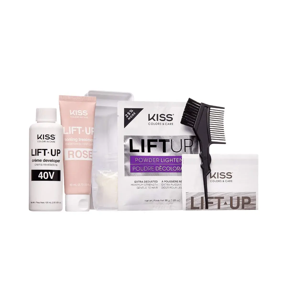 KISS Lift Up Complete Hair Bleach Kit with Revitalizing Plex Serum & Rose Toner, 6-Pc Kit | Achieve Salon-Quality Blonde & Pink Tones at Home - view 3