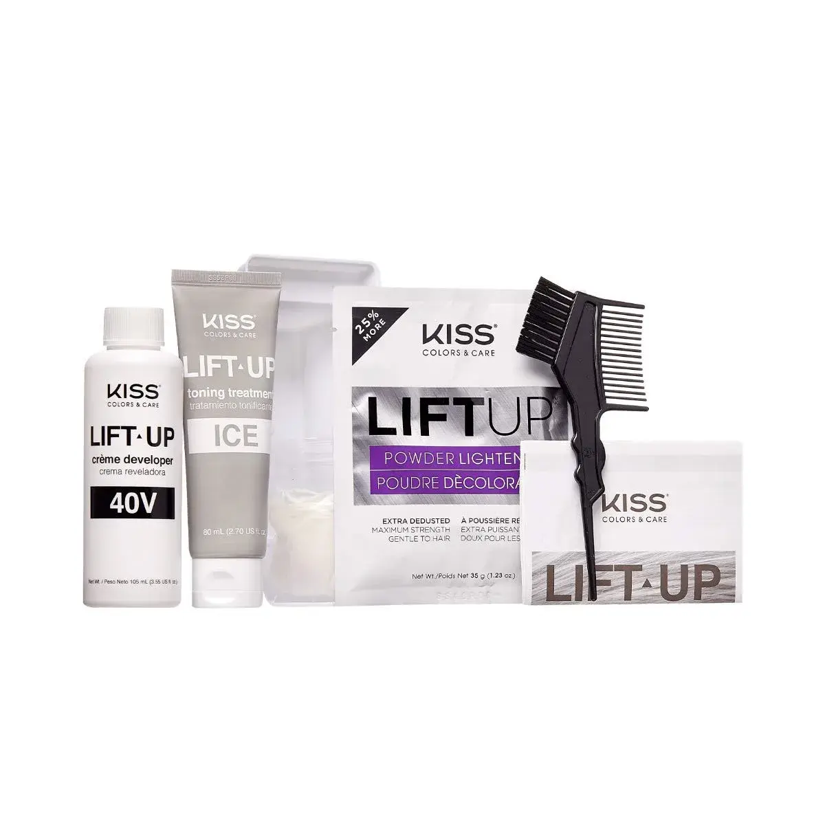 KISS Lift Up Complete Hair Bleach Kit with Revitalizing Plex Serum & Ice Toner, 6-Pc Kit | Maximum Strength for Dark Hair - view 2