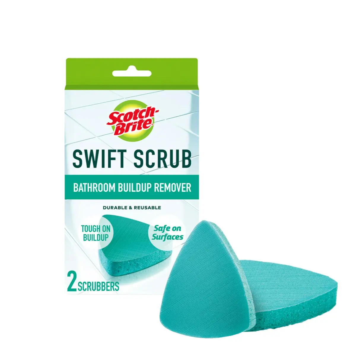Scotch-Brite Swift Scrub Bath Cleaner Scrubbers 2 Pack | 3X Faster Soap Scum & Limescale Removal - main product image