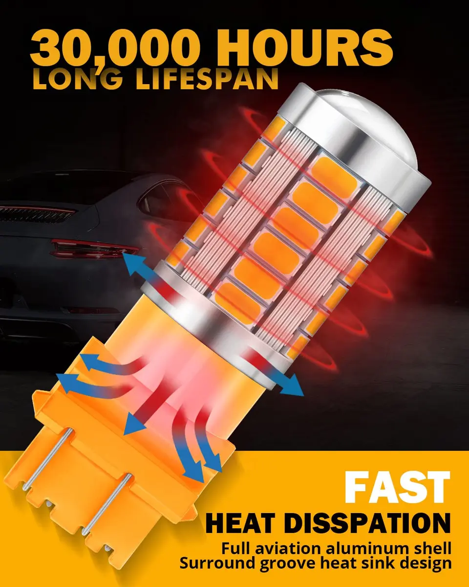 Auxbeam 3157 Amber Yellow LED Bulbs 4000 Lumens (Pack of 2) | Super Bright Turn Signal Replacement - view 5