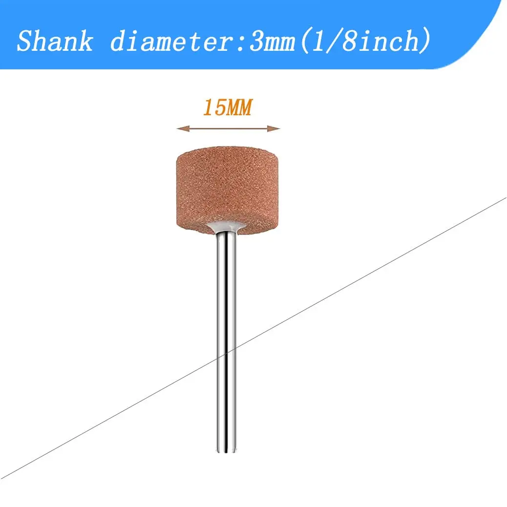 Luo ke 18pcs 1/8'' Shank Rotary Grinding Stones for Metal & Glass | Coarse 120 Grit, Red Corundum, Cylindrical Shape - view 3