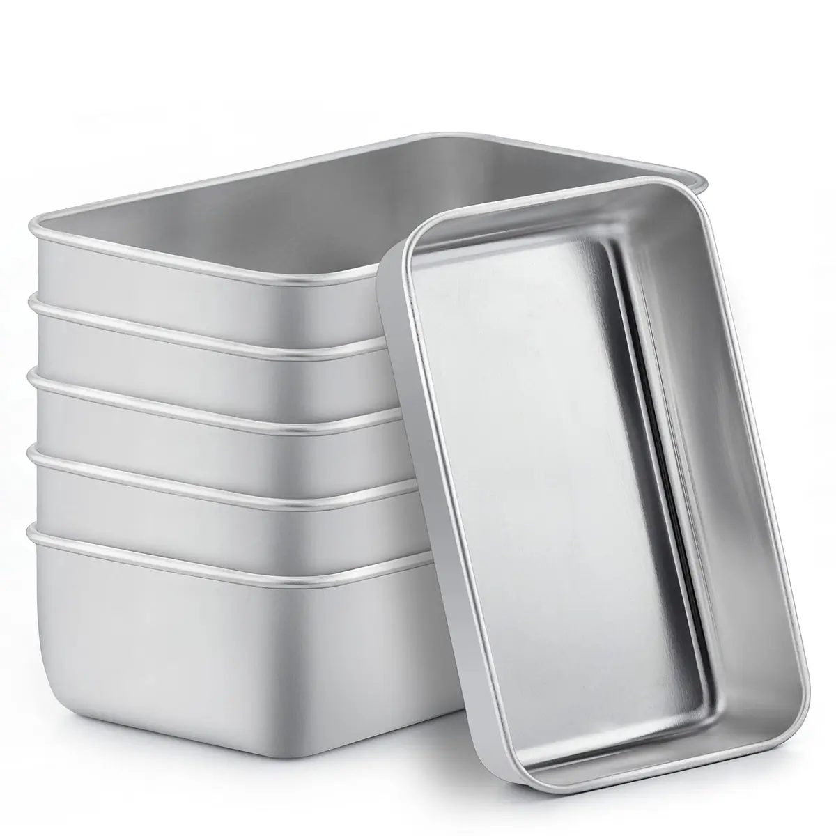 TeamFar Stainless Steel Loaf Pans for Baking, 9.25 x 5 x 2.5 Inch (23.5 x 12.7 x 6.35 cm) — Set of 6 | Even Baking & Easy Release - main product image