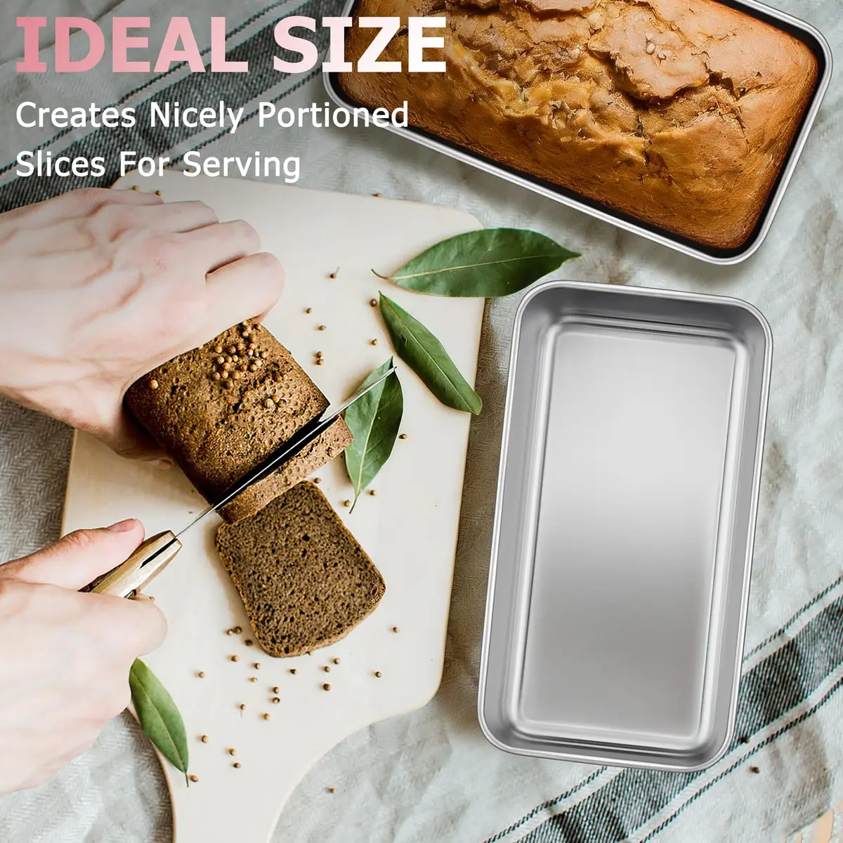 TeamFar Stainless Steel Loaf Pans for Baking, 9.25 x 5 x 2.5 Inch (23.5 x 12.7 x 6.35 cm) — Set of 6 | Even Baking & Easy Release - view 6