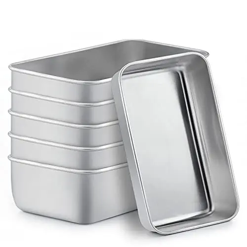 TeamFar Stainless Steel Loaf Pans for Baking, 9.25 x 5 x 2.5 Inch (23.5 x 12.7 x 6.35 cm) — Set of 6 | Even Baking & Easy Release - main product image