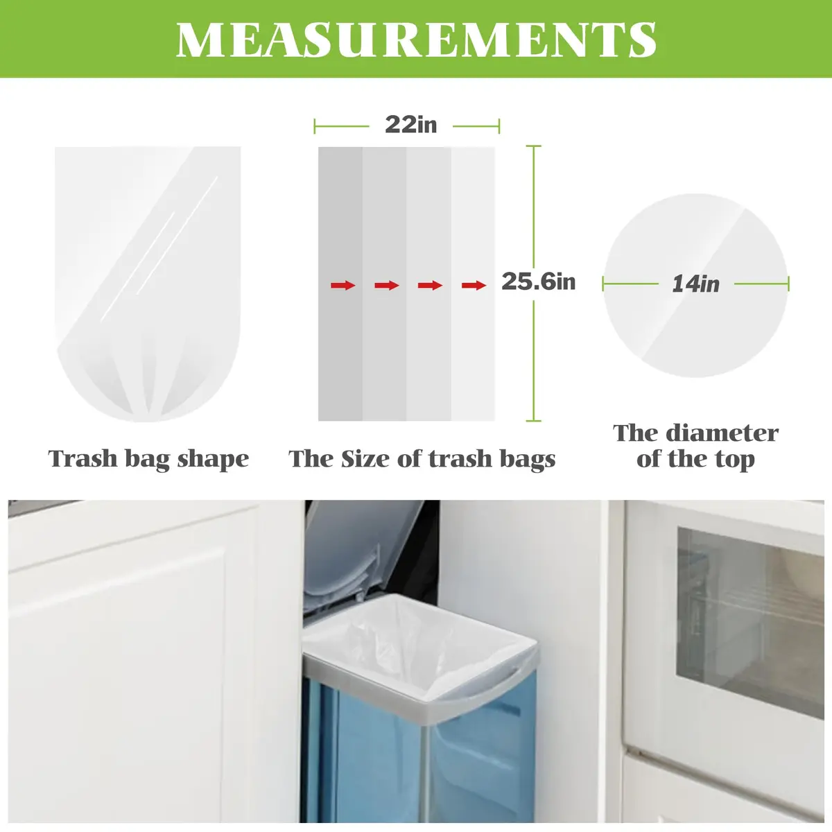 Teivio Medium Clear Trash Bags 8 Gallon 70 Count | Fit 7-10 Gal Waste Bins, Leak-Resistant, Versatile - view 2