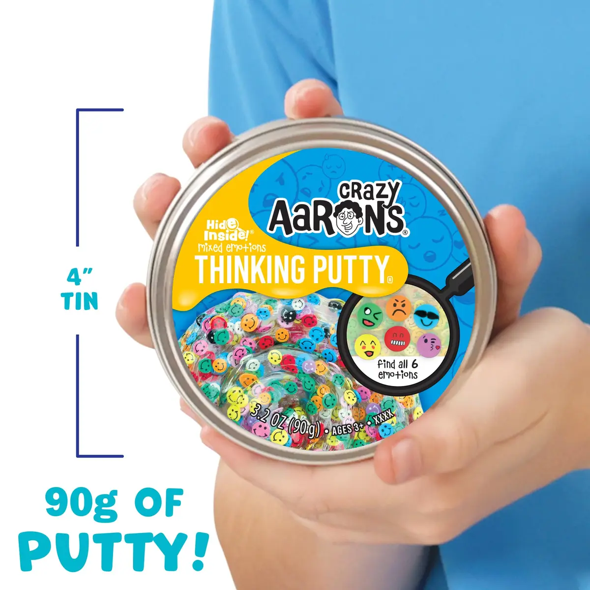 Crazy Aaron's Thinking Putty - Mixed Emotions - Multi-Color Sensory Putty for Kids & Adults in a 4" Tin | Stress Relief & Creative Fun - view 4