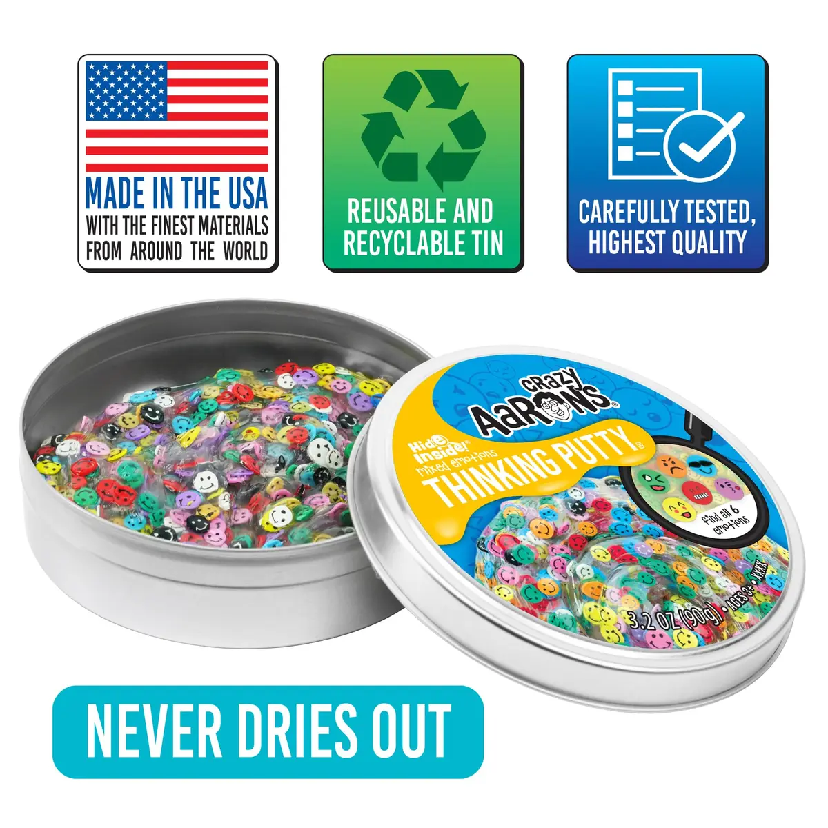 Crazy Aaron's Thinking Putty - Mixed Emotions - Multi-Color Sensory Putty for Kids & Adults in a 4" Tin | Stress Relief & Creative Fun - view 5