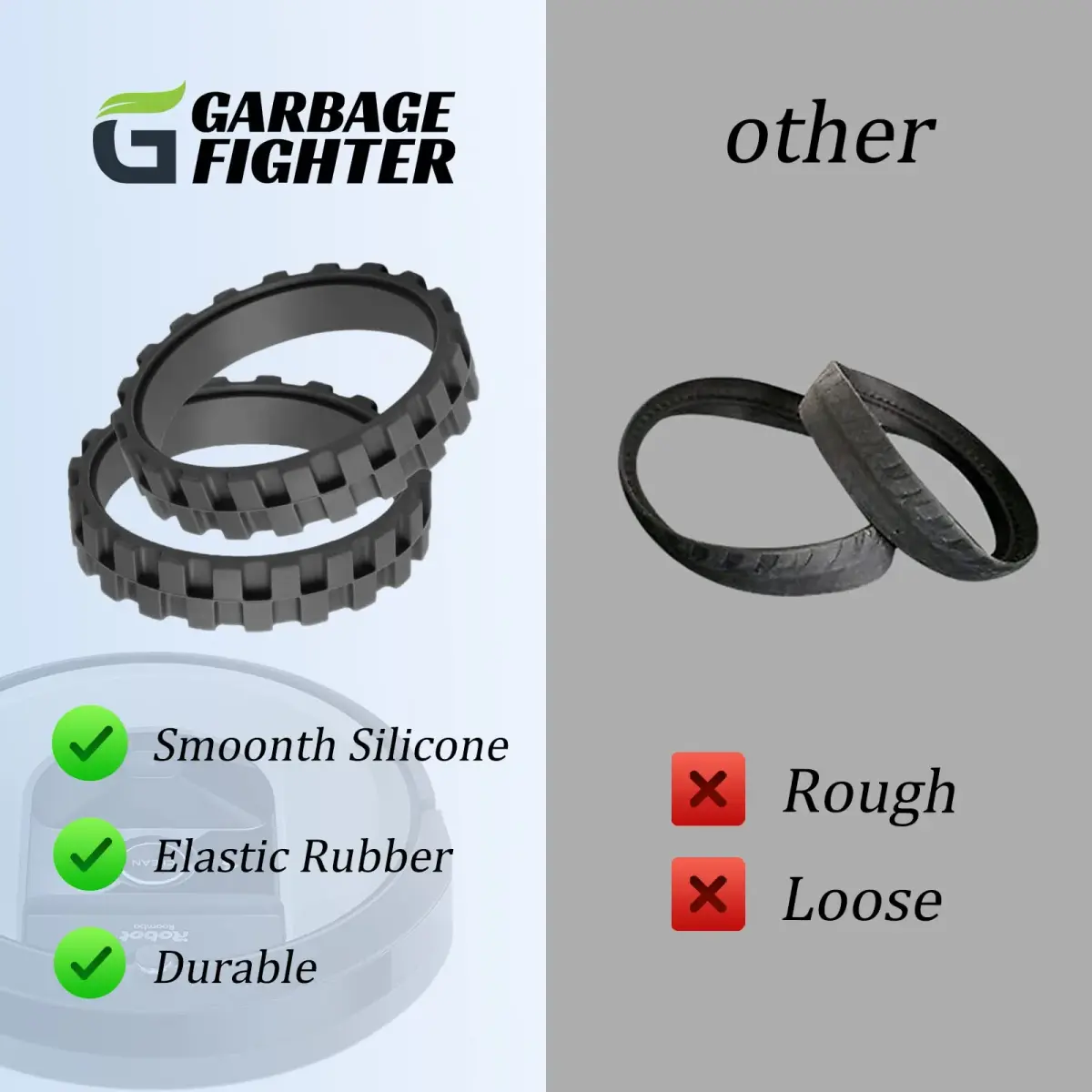 Garbage fighter Black 4 Pack Vacuum Wheels | Compatible with iRobot Roomba 500-900 Series - view 5