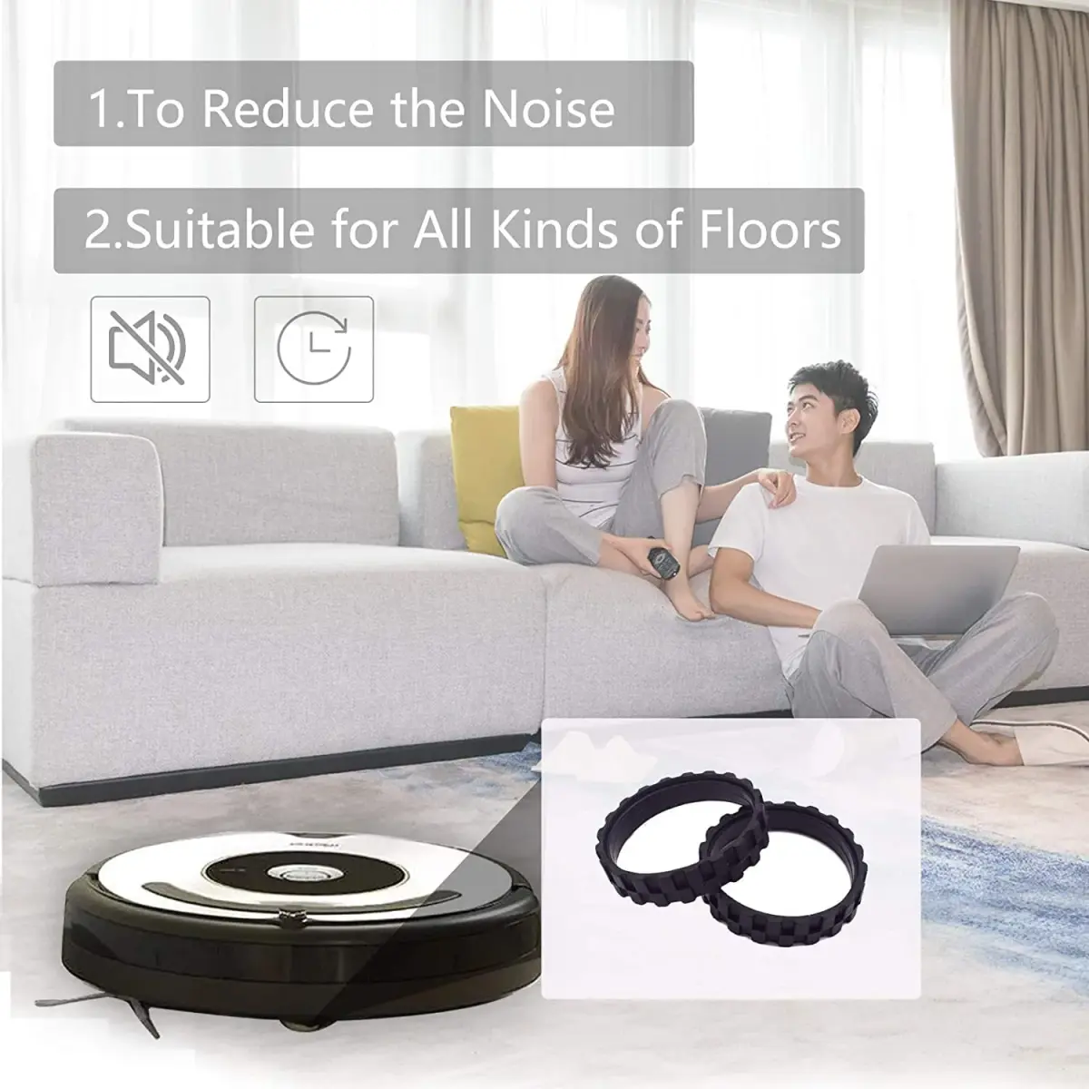 Garbage fighter Black 4 Pack Vacuum Wheels | Compatible with iRobot Roomba 500-900 Series - view 6