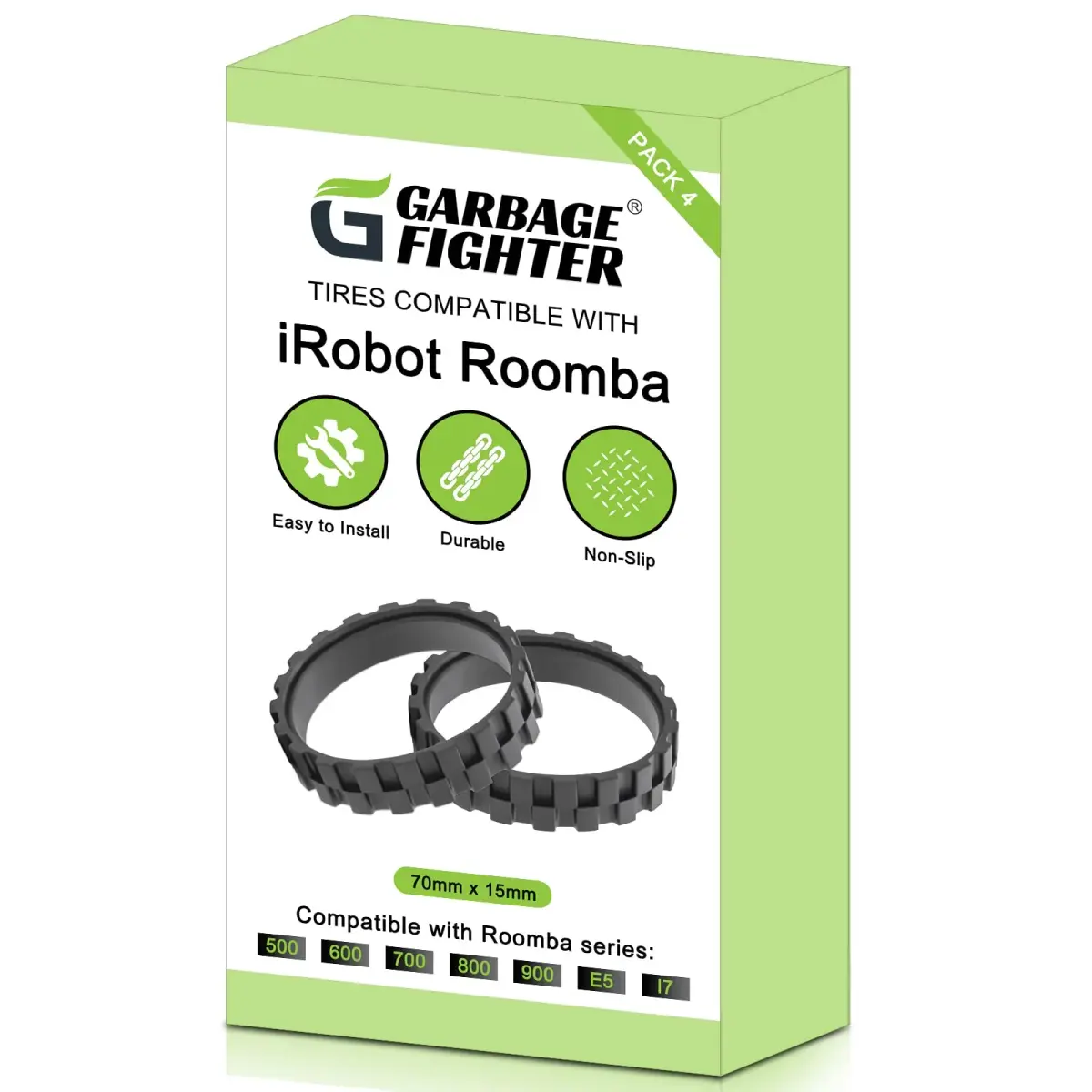 Garbage fighter Black 4 Pack Vacuum Wheels | Compatible with iRobot Roomba 500-900 Series - view 8