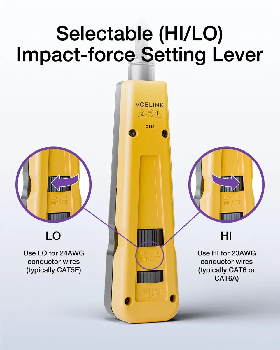 VCELINK Punch Down Impact Tool with 110 and 66 Blades | Network Wire Punch for Home & Professional Use - view 2