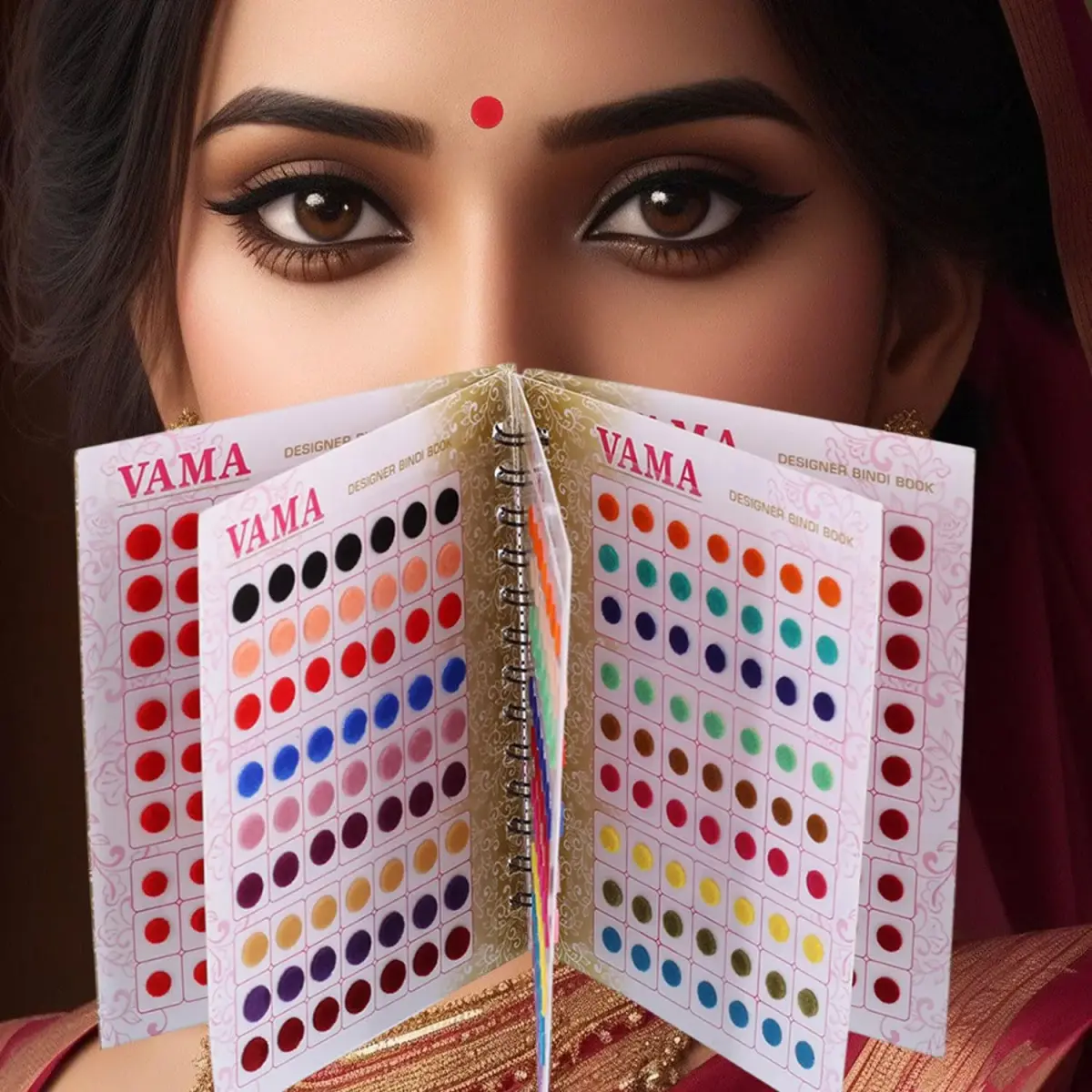 VAMA Fashions Premium Velvet Round Forehead Stickers Kumkum Bollywood Bindi Booklet for Women | 504 Bindis Multicolor - view 2