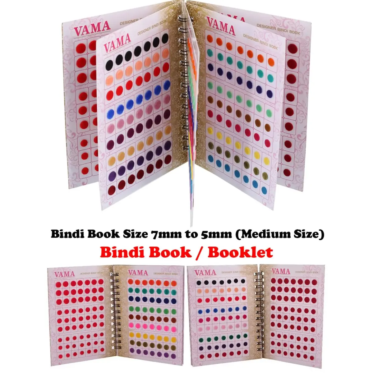 VAMA Fashions Premium Velvet Round Forehead Stickers Kumkum Bollywood Bindi Booklet for Women | 504 Bindis Multicolor - view 3