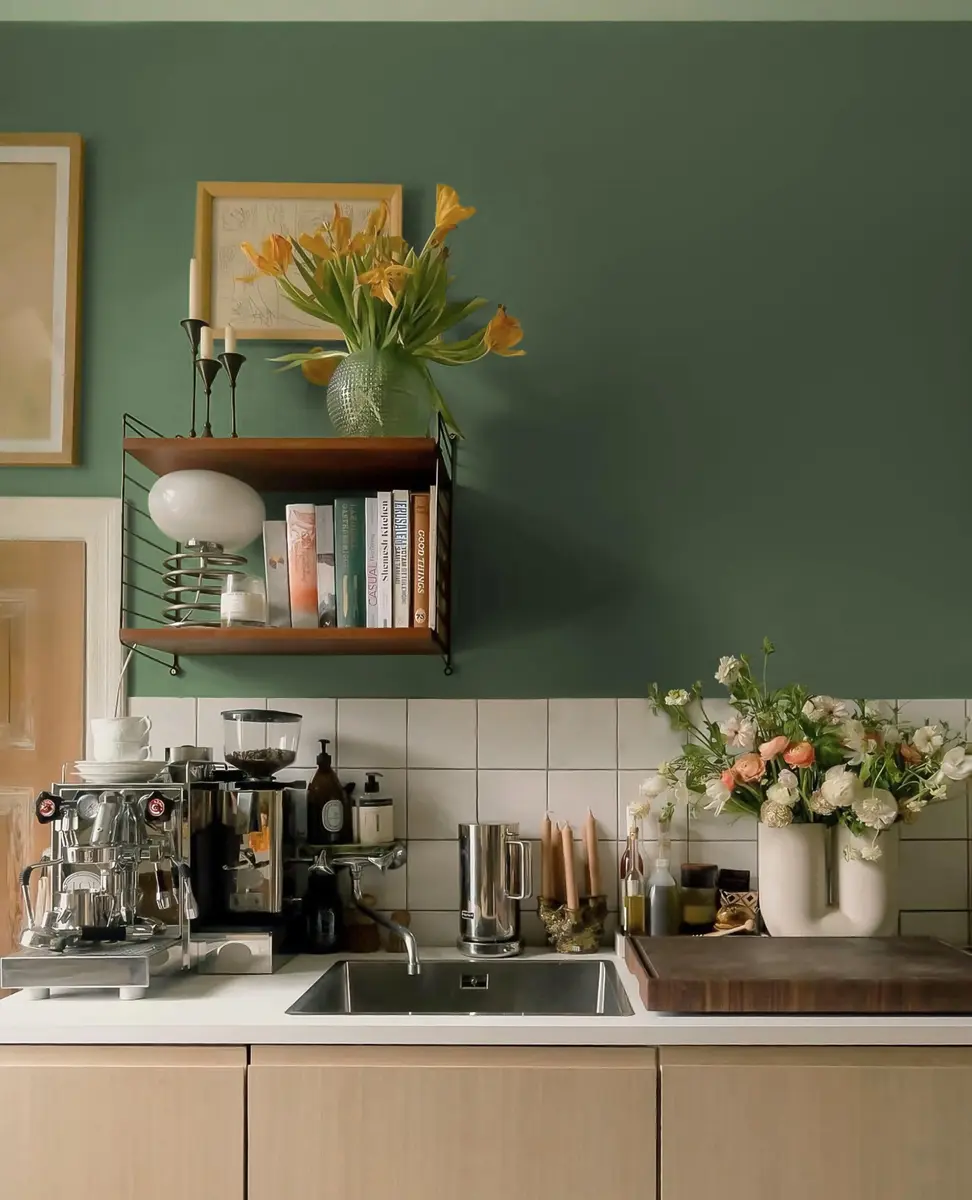 Dimoon Green Peel and Stick Wallpaper 17.7"x78.7" | Modern Self Adhesive Wall Covering - view 5