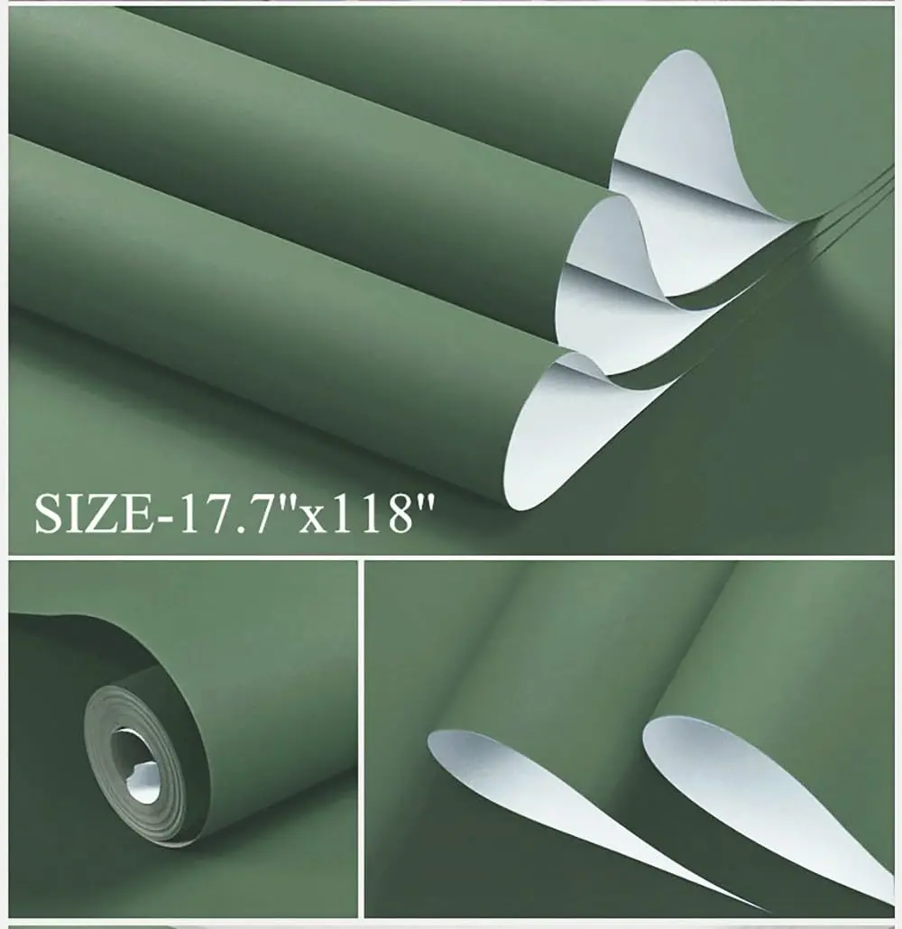 Dimoon Green Peel and Stick Wallpaper 17.7"x78.7" | Modern Self Adhesive Wall Covering - view 2