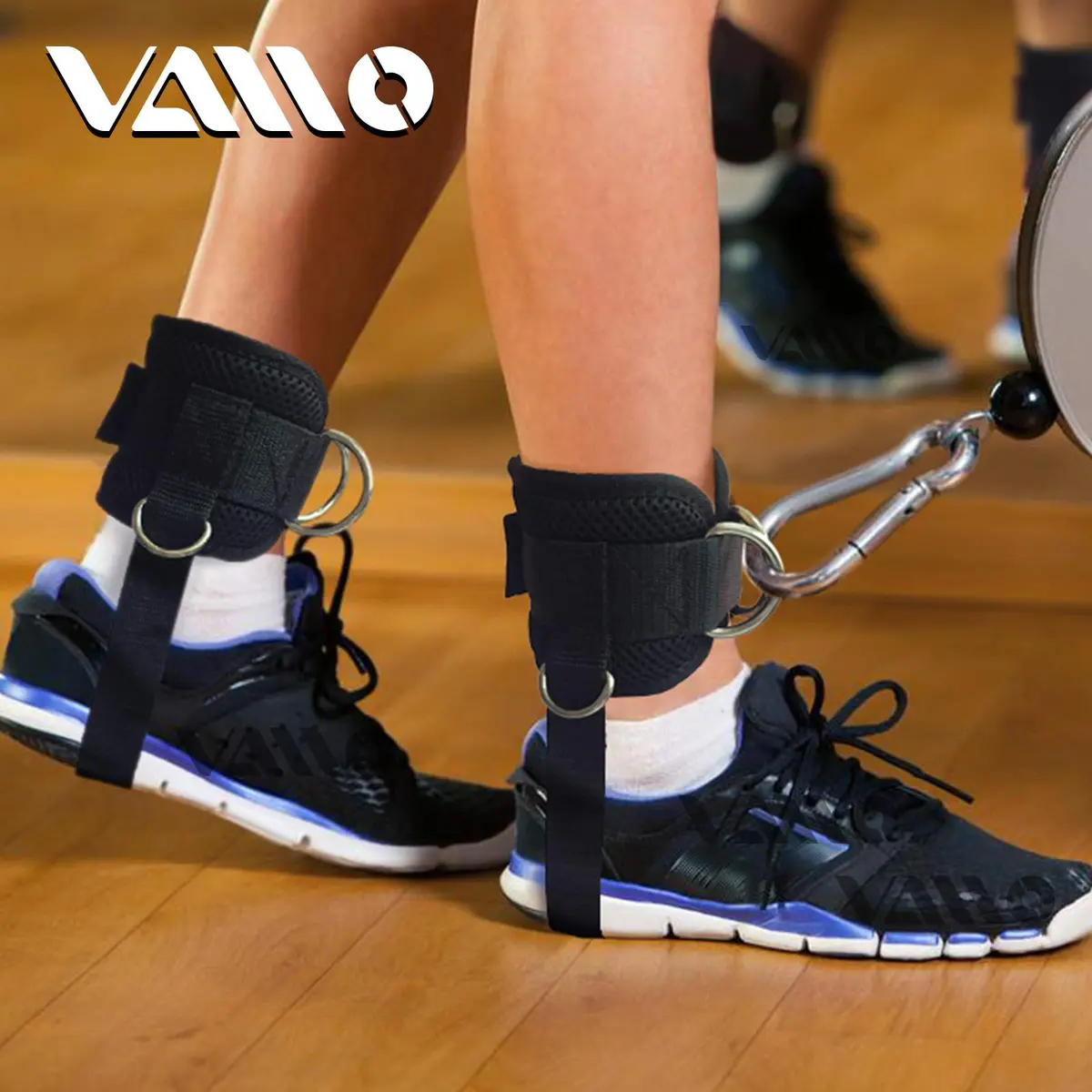 VAIIO Ankle Straps for Cable Machines, Adjustable Comfort Fit Neoprene (Pair, Black) | Double D-Ring Lower Body Workout Attachments - view 6