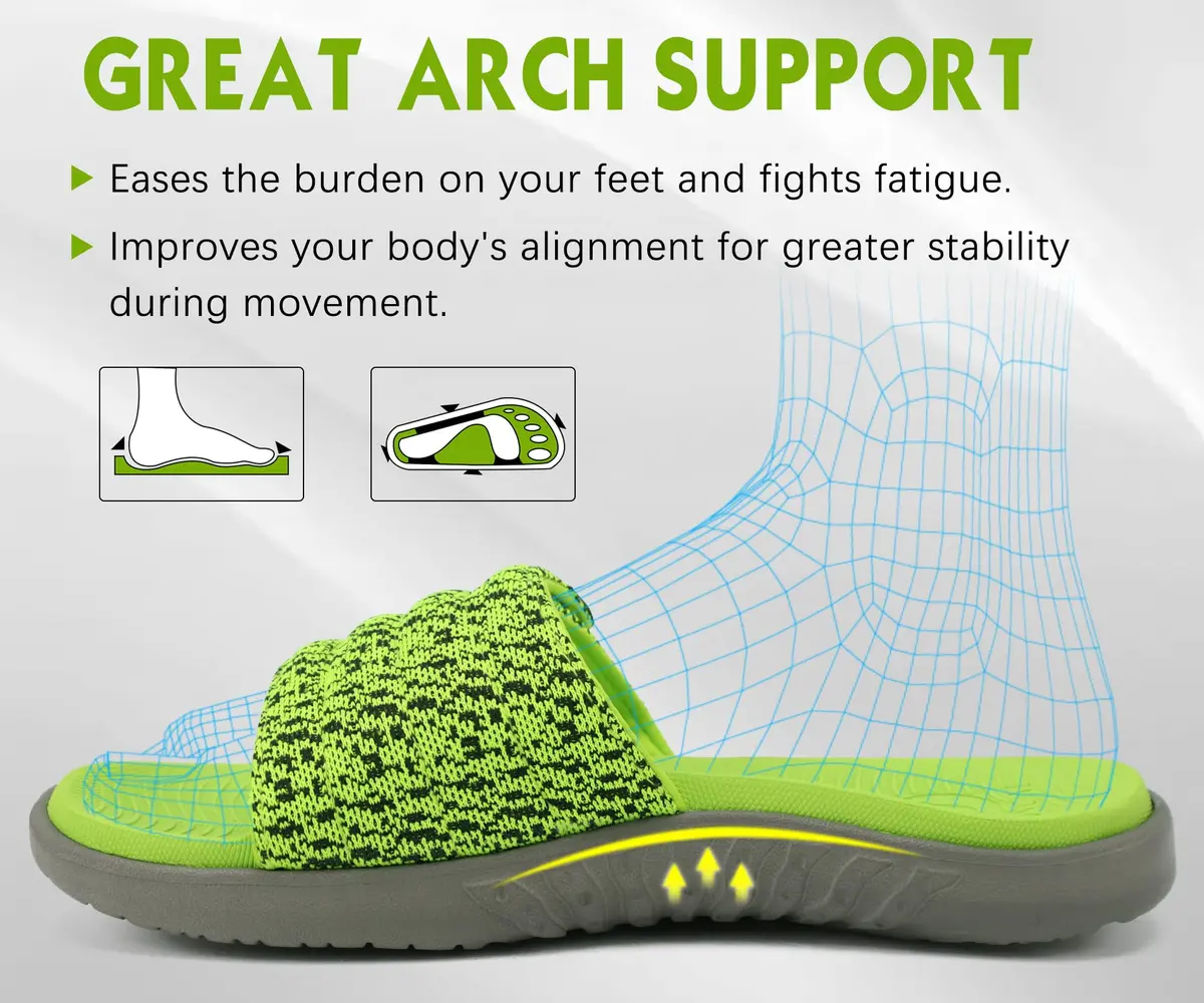 ONCAI Mens Sandals 2025 | Arch Support Sport Slides Open Toe Adjustable Straps Cushioned Footbed for Plantar Fasciitis Green Size 11 - view 3