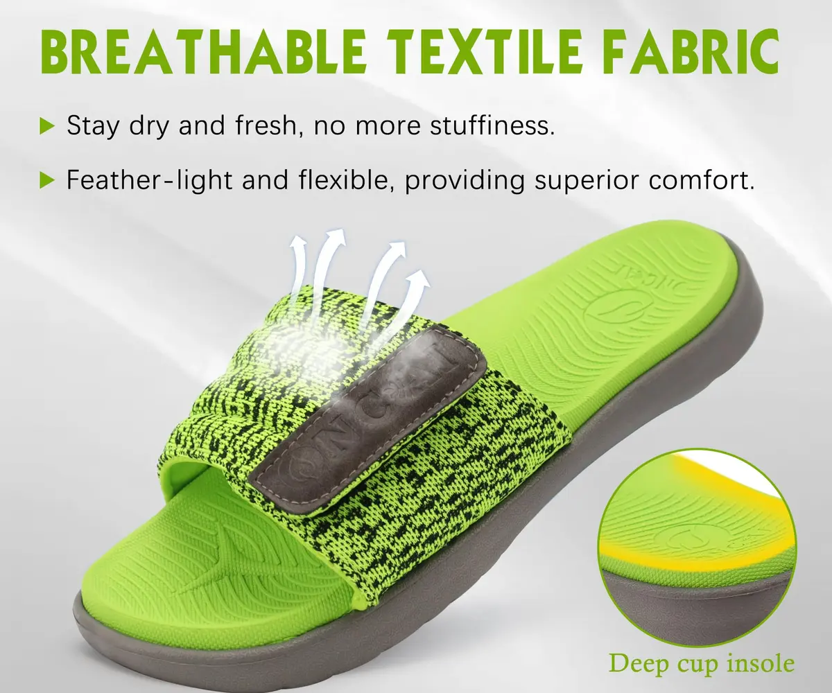 ONCAI Mens Sandals 2025 | Arch Support Sport Slides Open Toe Adjustable Straps Cushioned Footbed for Plantar Fasciitis Green Size 11 - view 4