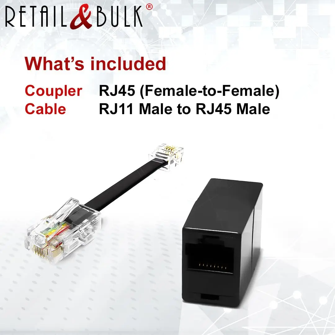RetailAndBulk RJ11 to RJ45 Adapter for Landline & Fax | High-Performance Copper, Gold Contacts - view 4