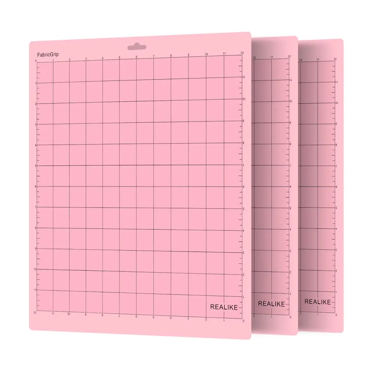 REALIKE FabricGrip Cutting Mat 12x12 Inch (3 Mats) | Self-Healing Pink Mat for Cricut Machines, Quilting & Crafts - main product image