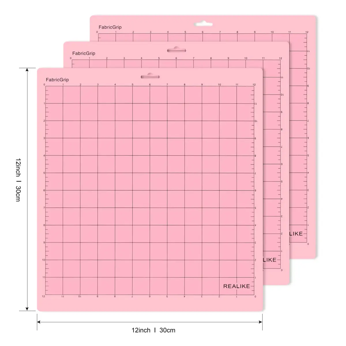 REALIKE FabricGrip Cutting Mat 12x12 Inch (3 Mats) | Self-Healing Pink Mat for Cricut Machines, Quilting & Crafts - view 2