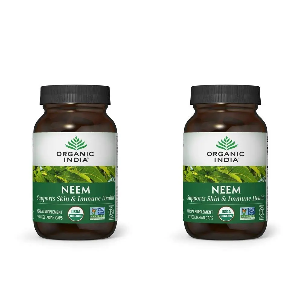 ORGANIC INDIA Neem Leaf Capsules, Herbal Supplement, 90 Capsules (2-Pack) | Supports Skin, Immunity & Detox - main product image