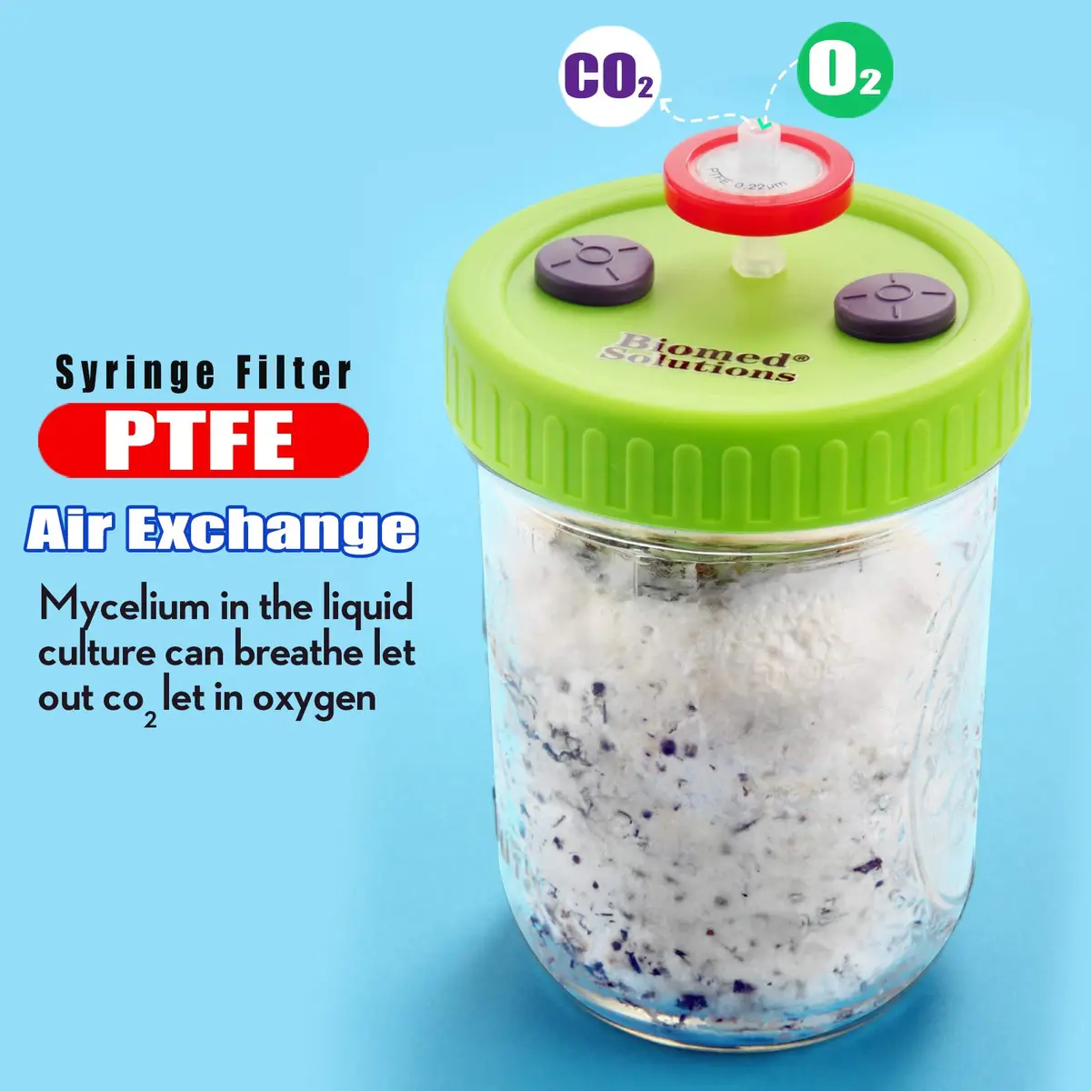 Biomed Solutions 86mm Wide Mouth Mushroom Lid | Food Grade PP, Green, 6 pcs - view 5