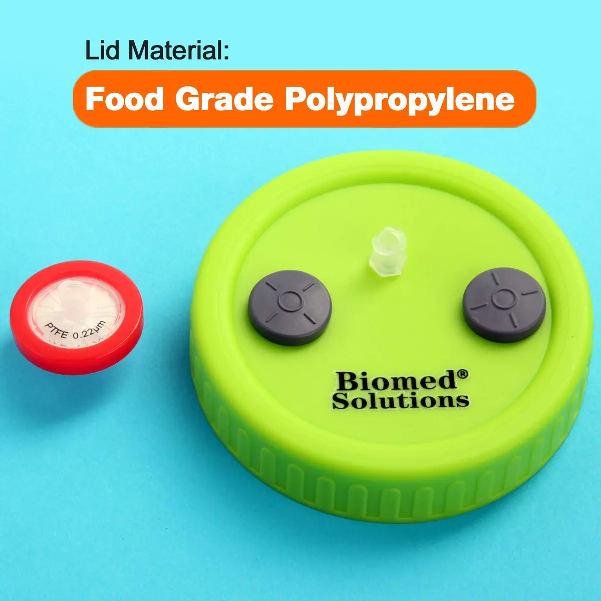 Biomed Solutions 86mm Wide Mouth Mushroom Lid | Food Grade PP, Green, 6 pcs - view 4