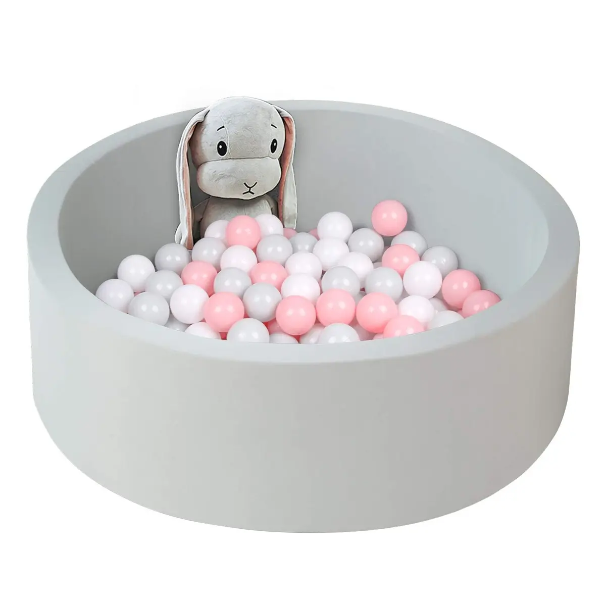UHAPPYEE Soft Ball Pit for Toddler 35" x 12" Foam Round Ball Pool with Removable Cover Light Grey - main product image