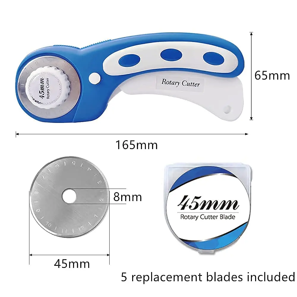 Headley Tools 45mm Rotary Cutter with 5pcs Extra Blades | Ergonomic Fabric & Craft Cutter - view 4