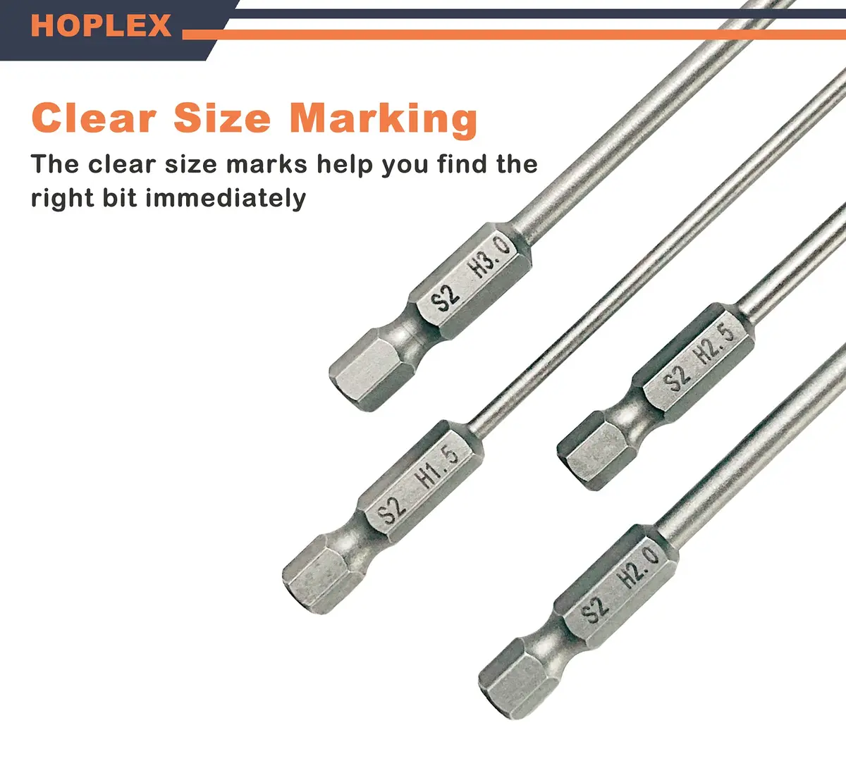 HOPLEX Hex Bit Set 1.5mm 2.0mm 2.5mm 3.0mm | Heat-Treated Steel for Power Drills - view 5