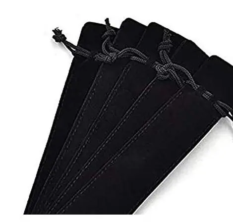 HORNO 20 PCS Velvet Drawstring Pen Pouch Sleeve Holder for Pens | Soft Velvet, Drawstring Closure, Classic Black, 17.5x3.5cm - view 3