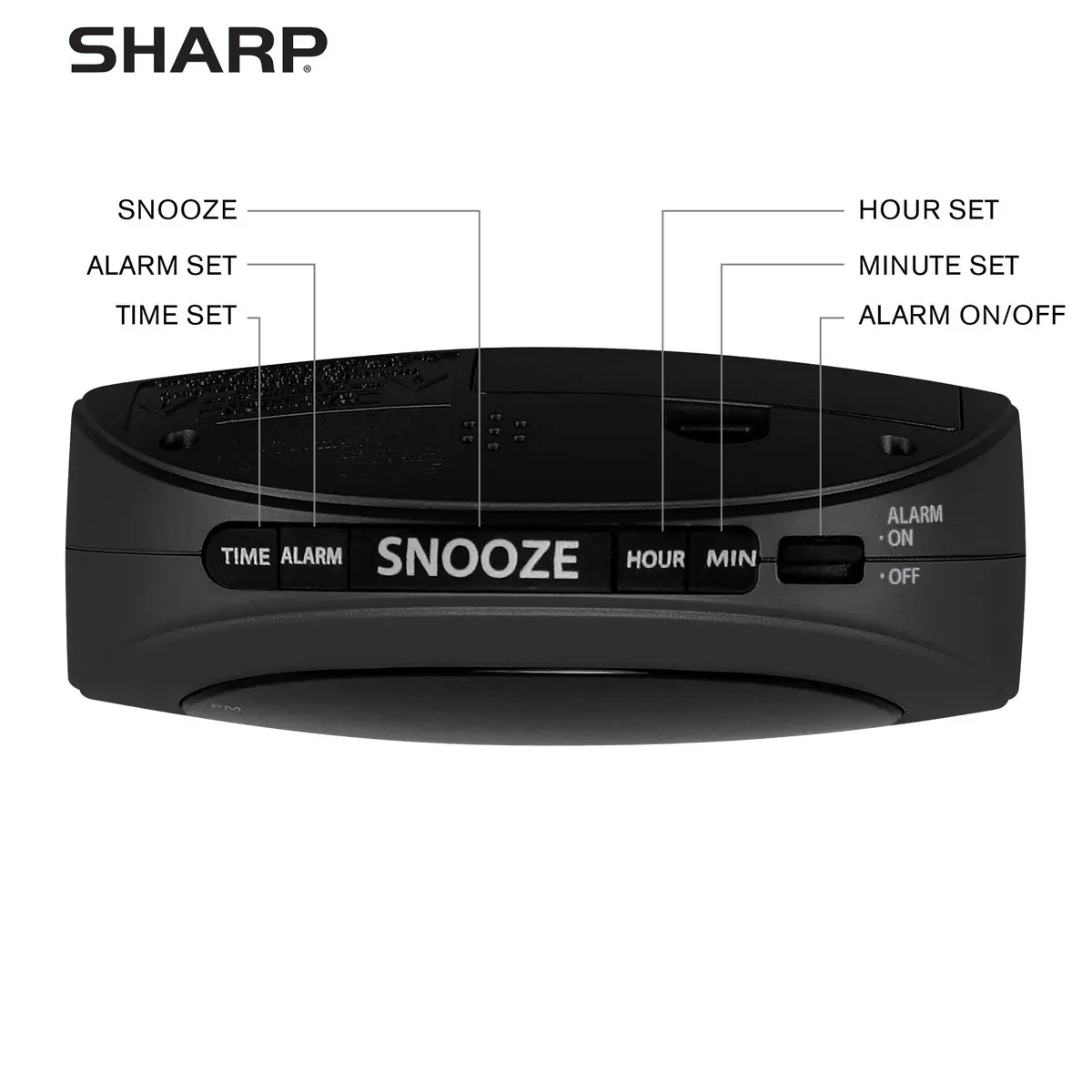 Sharp Small Digital Alarm Clock, Red LED, Snooze, 9V Battery Backup, Black | Clear 0.6” LED, Easy Controls, Compact Bedroom Clock - view 3