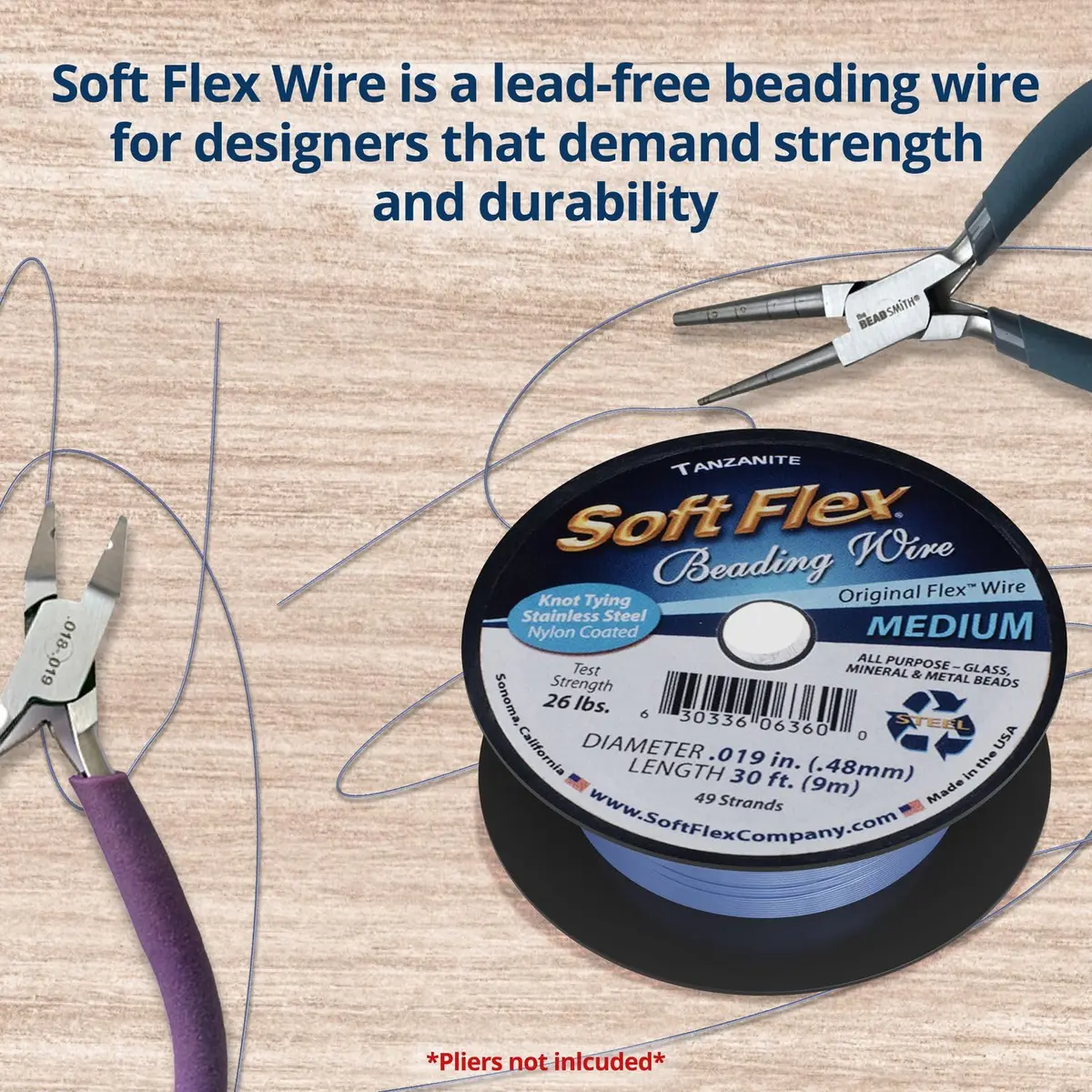 Soft Flex 49 Strand Beading Wire - Medium 0.19 Diameter - 30 Feet (0.58 m) Nylon Design Wire - view 4