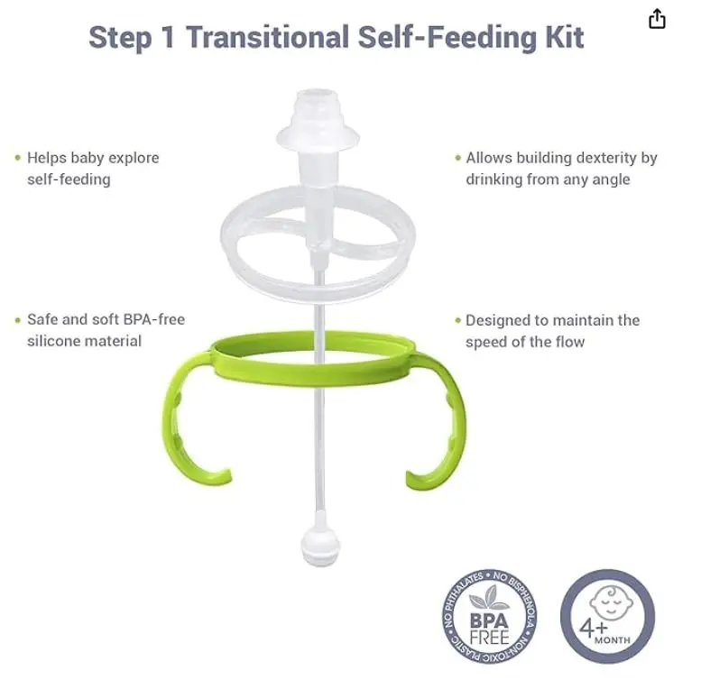 ANPEI Step 1 Transitional Weighted Straw and Handles Self-Feeding Kit Compatible with Comotomo Nipples | 6 Piece Set - view 3