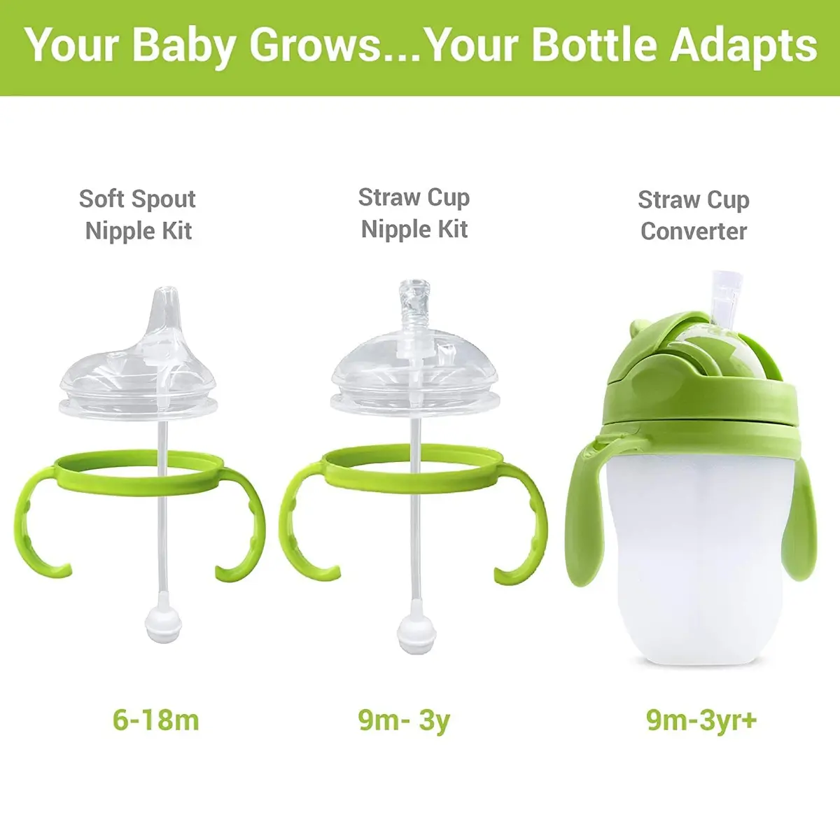 ANPEI Step 1 Transitional Weighted Straw and Handles Self-Feeding Kit Compatible with Comotomo Nipples | 6 Piece Set - view 5