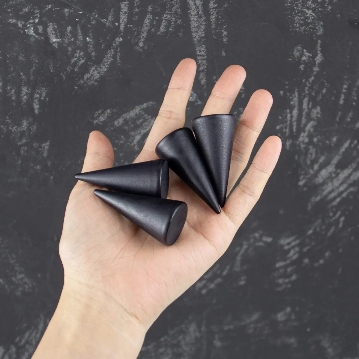 AUEAR Black 10 Pack Wood Cone Ring Holder Stand | Compact Size for Jewelry Display - view 8