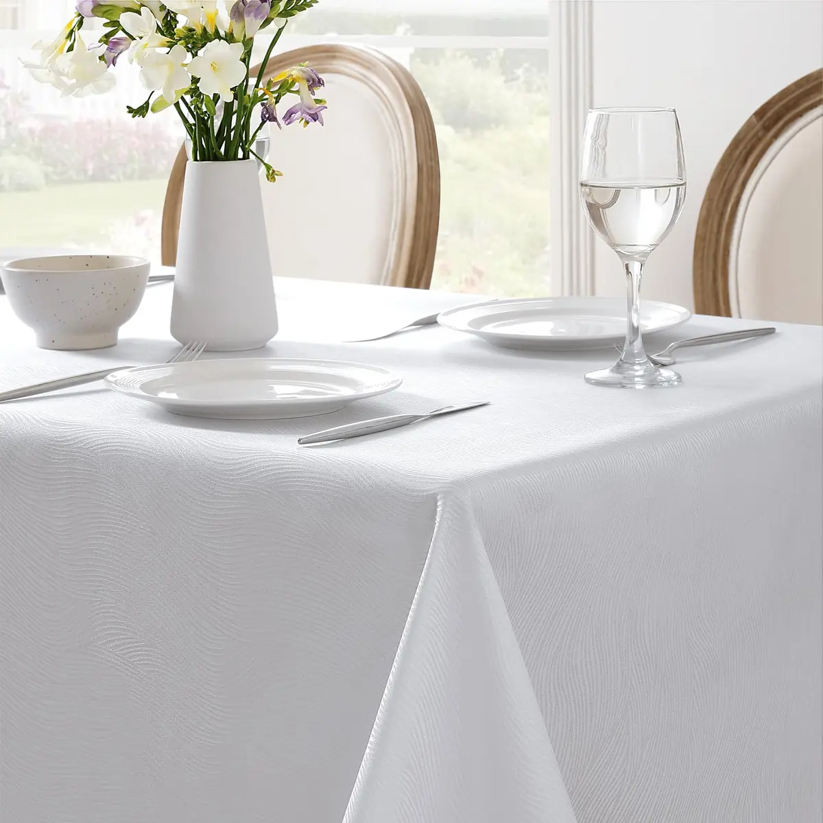 Softalker Jacquard Rectangle Tablecloth 52 x 70 Inch | Elegant Damask Design for Dining - view 6