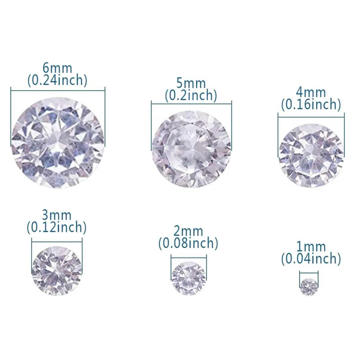 Jaydis Clear Cubic Zirconia Stones 60pcs (1-6mm) | Faceted Rhinestones for Jewelry Making - view 2
