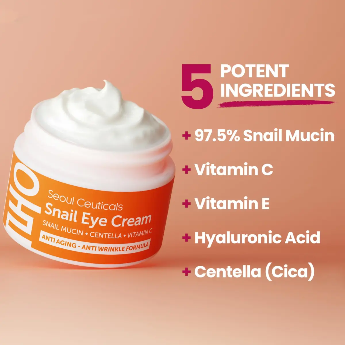 SeoulCeuticals Korean Snail Mucin Eye Cream 0.5 fl oz (14.7 ml) | 97.5% Snail Filtrate for Anti-Aging - view 4