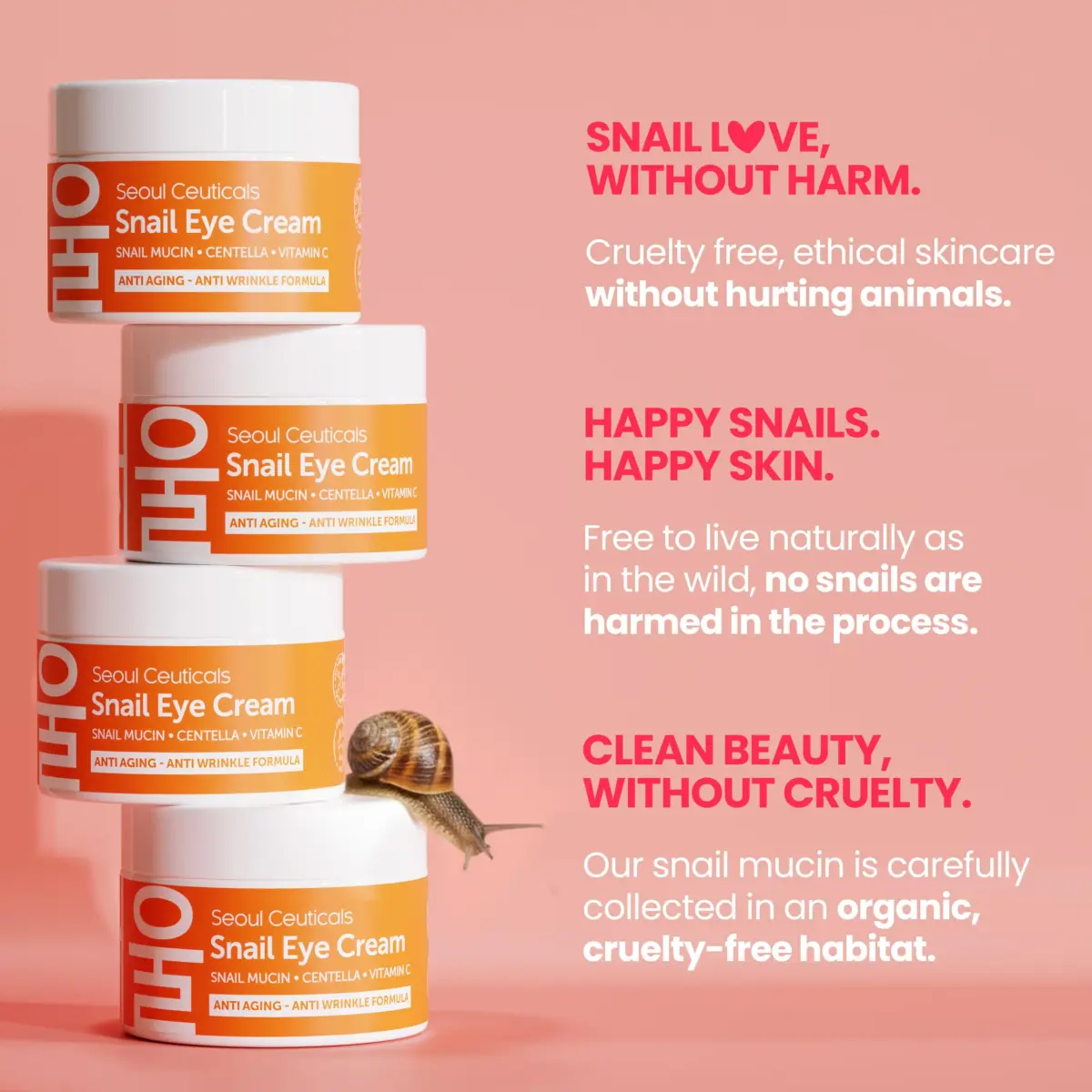 SeoulCeuticals Korean Snail Mucin Eye Cream 0.5 fl oz (14.7 ml) | 97.5% Snail Filtrate for Anti-Aging - view 6