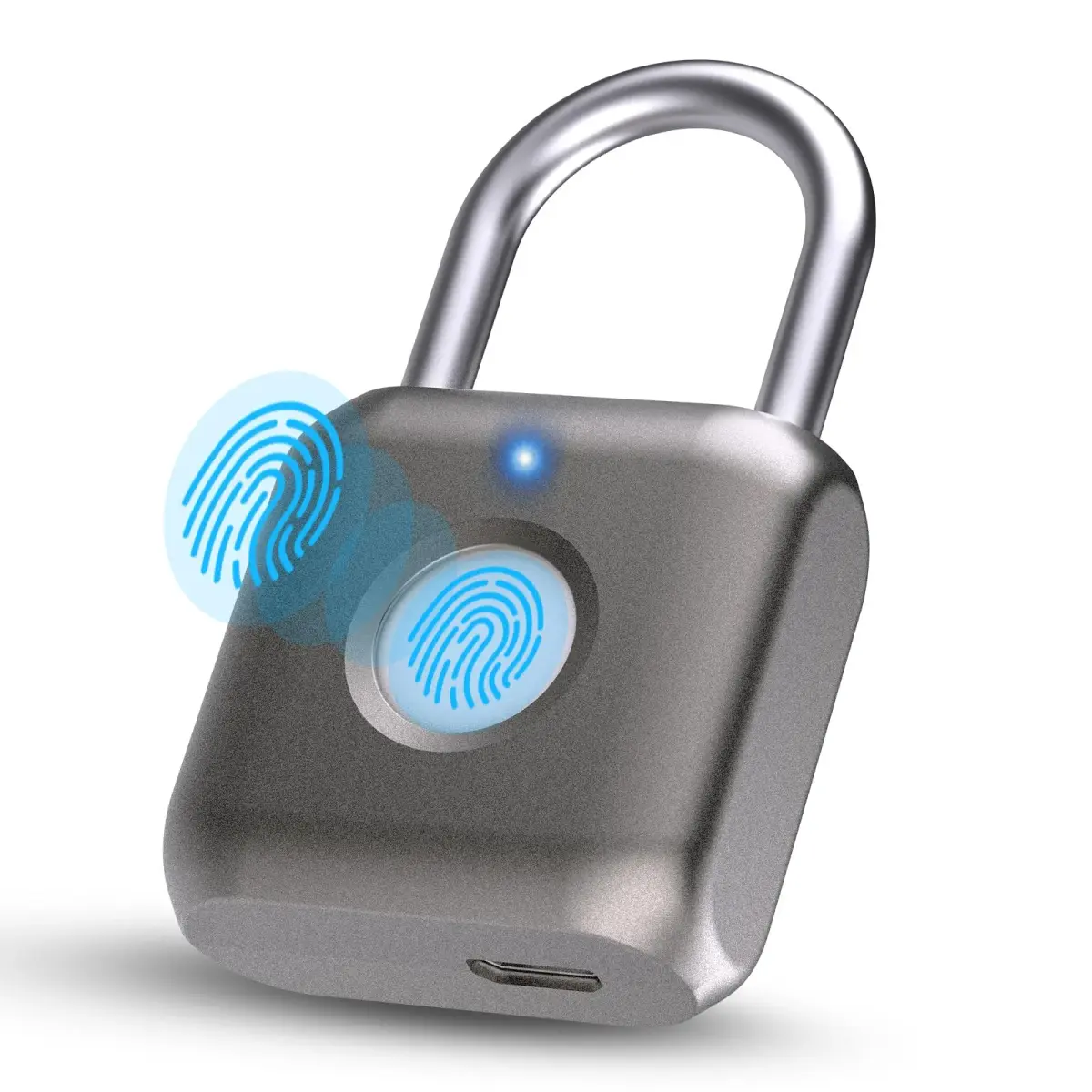 Pothunder Fingerprint Smart Padlock Lock Gray | Biometric Keyless Thumbprint Lock 62g (2.2 oz) - main product image