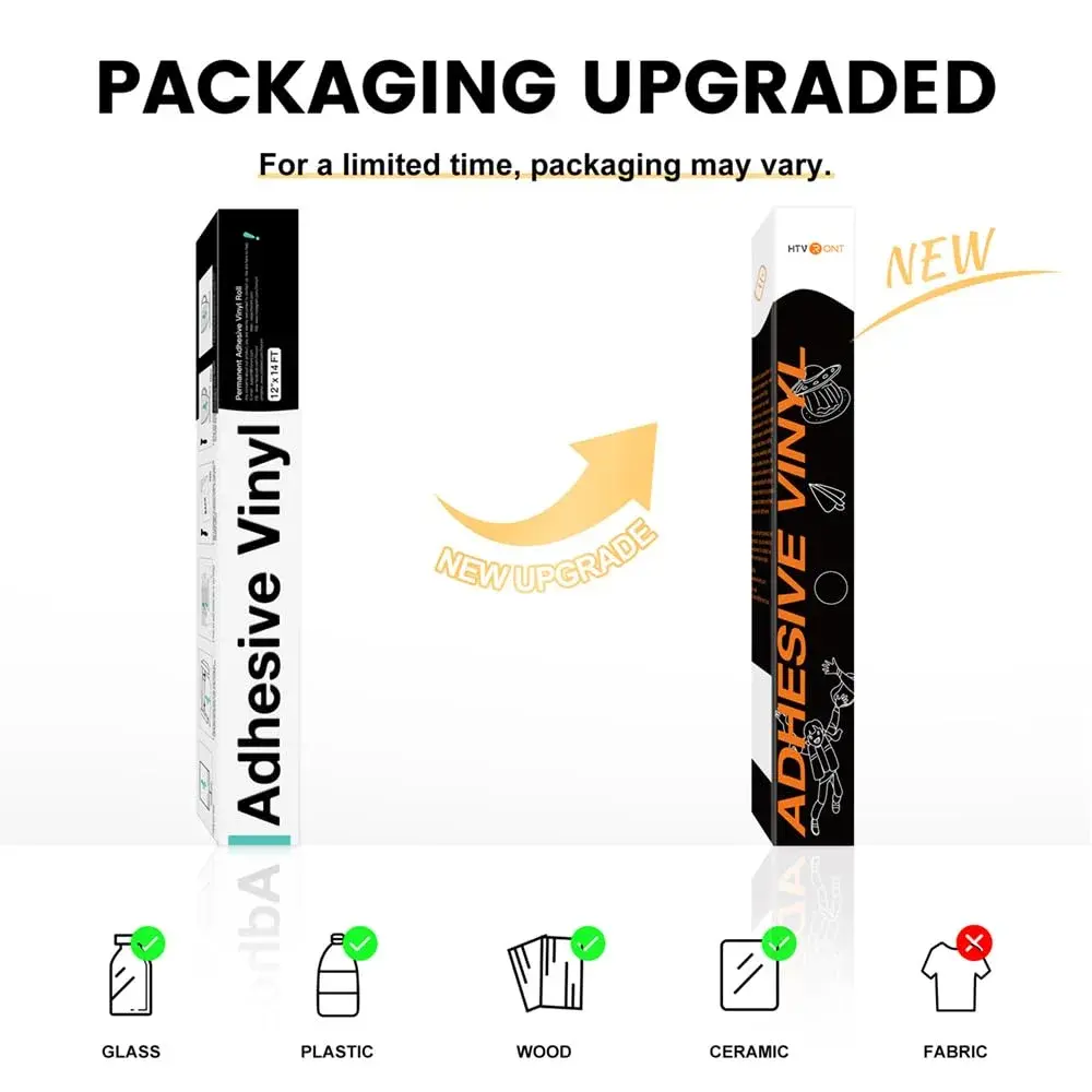 HTVRONT Glossy Black Permanent Vinyl Roll 30cm x 4.27m (12" x 14FT) | Waterproof & Easy Weed for Crafts - view 4