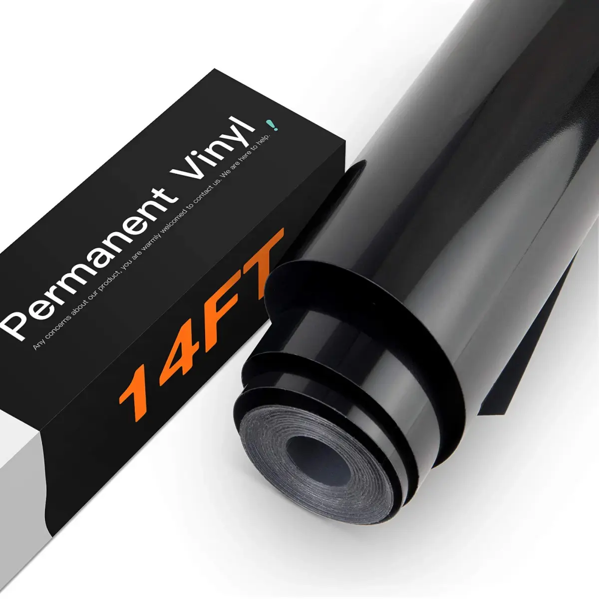 HTVRONT Glossy Black Permanent Vinyl Roll 30cm x 4.27m (12" x 14FT) | Waterproof & Easy Weed for Crafts - main product image