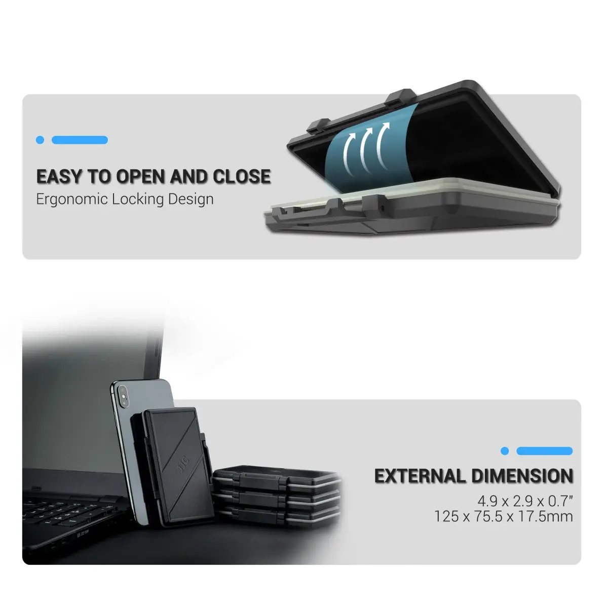 JJC 24-Slot Memory Card Case Holder with USB 3.0 Card Reader | Stores 16 Micro SD & 8 SD Cards - view 7